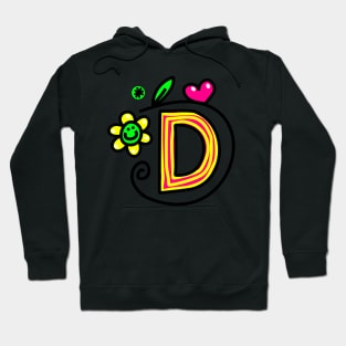 Letter D abc monogram hand drawn colorful alphabet Hoodie